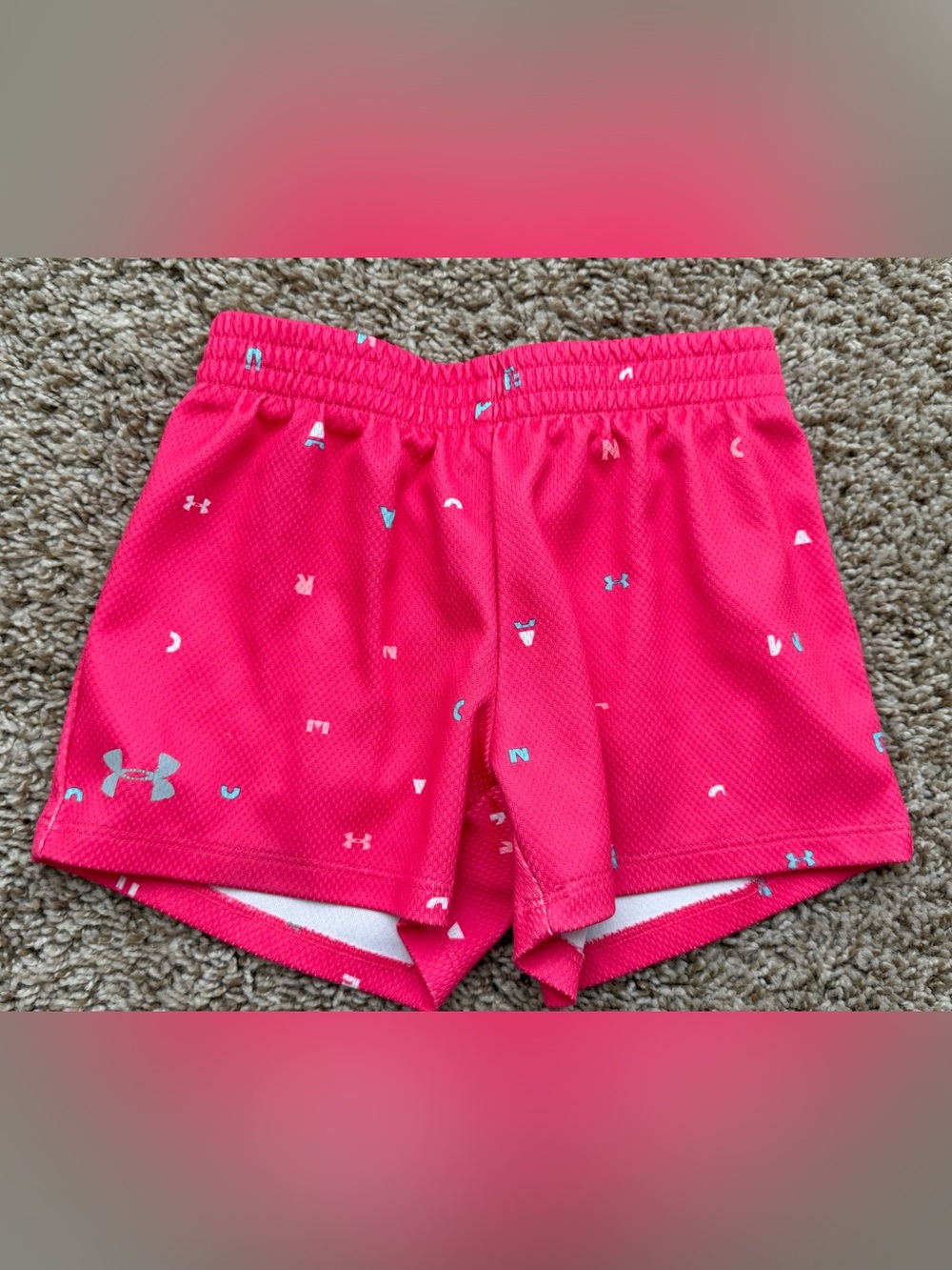 Under Armour Girls Pink Printed Athletic Shorts Size 6